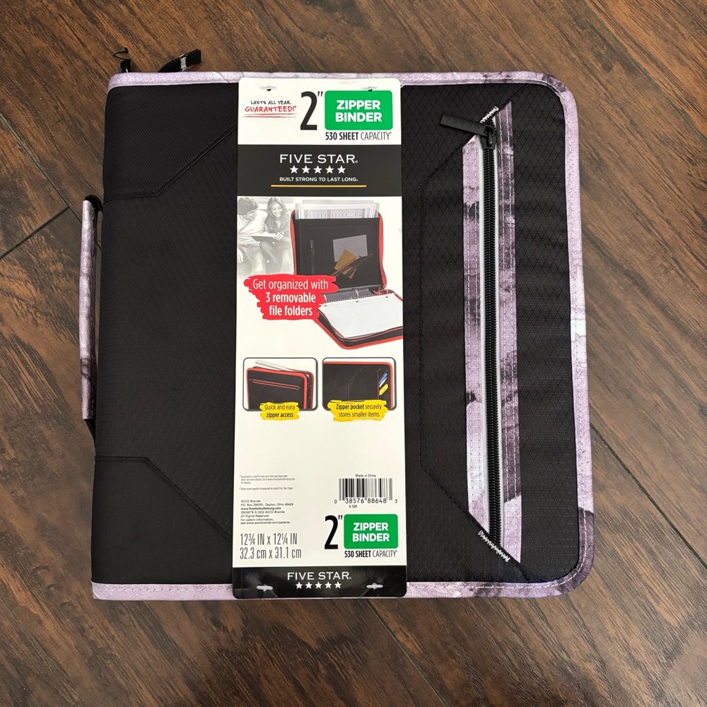 Five Star Black and Purple Tablet Binder